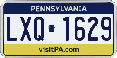 PA license plate LXQ1629