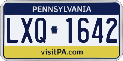 PA license plate LXQ1642
