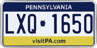 PA license plate LXQ1650