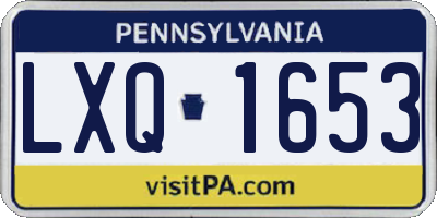 PA license plate LXQ1653
