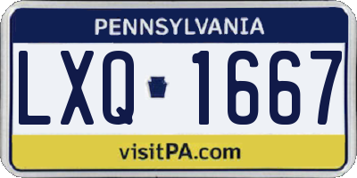 PA license plate LXQ1667