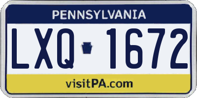 PA license plate LXQ1672