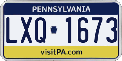 PA license plate LXQ1673