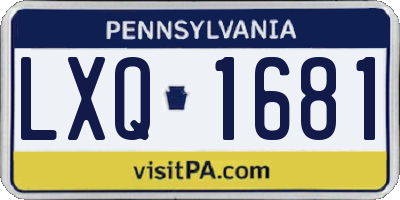 PA license plate LXQ1681