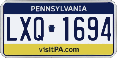 PA license plate LXQ1694
