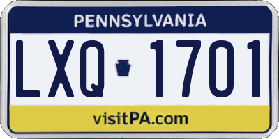 PA license plate LXQ1701