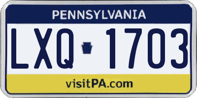 PA license plate LXQ1703