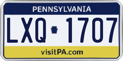 PA license plate LXQ1707