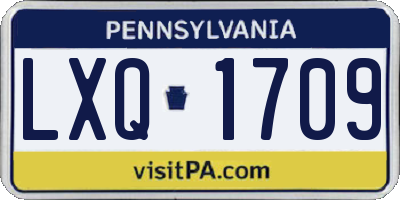 PA license plate LXQ1709