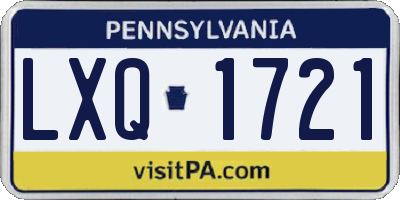 PA license plate LXQ1721