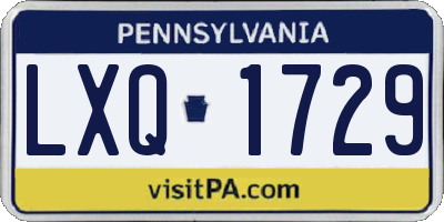 PA license plate LXQ1729