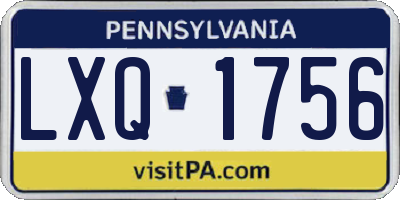PA license plate LXQ1756