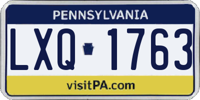 PA license plate LXQ1763