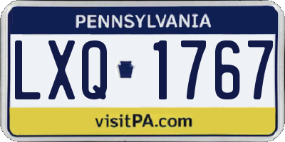 PA license plate LXQ1767