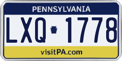 PA license plate LXQ1778