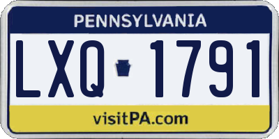 PA license plate LXQ1791