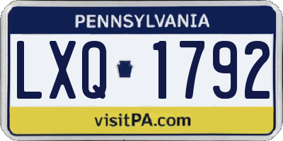 PA license plate LXQ1792