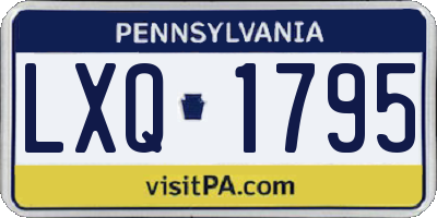 PA license plate LXQ1795