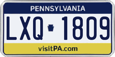 PA license plate LXQ1809
