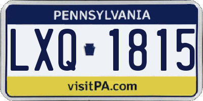 PA license plate LXQ1815
