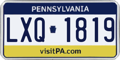 PA license plate LXQ1819