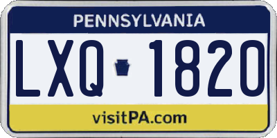 PA license plate LXQ1820