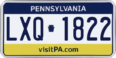 PA license plate LXQ1822