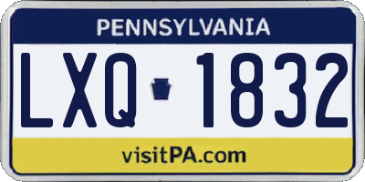 PA license plate LXQ1832