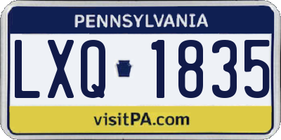 PA license plate LXQ1835