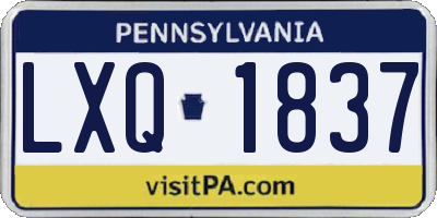 PA license plate LXQ1837