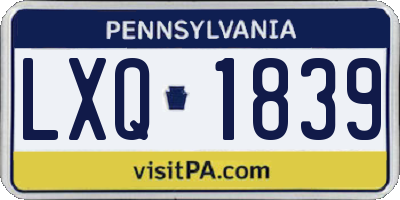 PA license plate LXQ1839