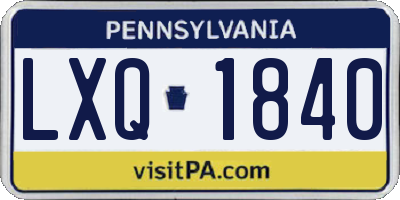 PA license plate LXQ1840