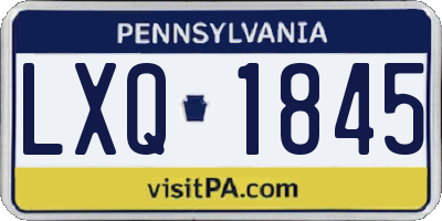 PA license plate LXQ1845