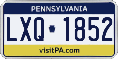 PA license plate LXQ1852