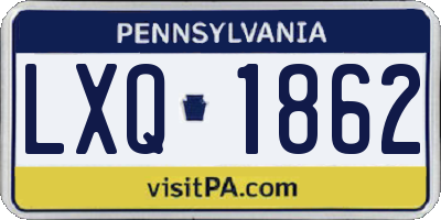 PA license plate LXQ1862