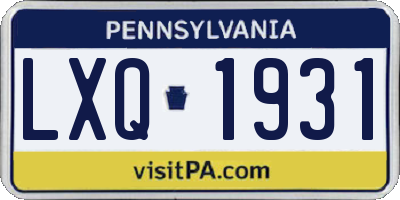 PA license plate LXQ1931