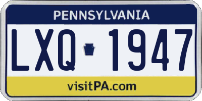 PA license plate LXQ1947