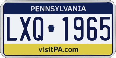 PA license plate LXQ1965