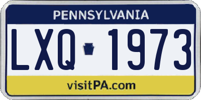 PA license plate LXQ1973