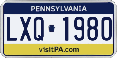 PA license plate LXQ1980