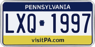 PA license plate LXQ1997
