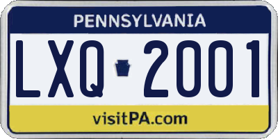 PA license plate LXQ2001