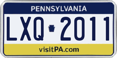 PA license plate LXQ2011