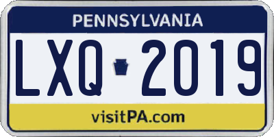 PA license plate LXQ2019
