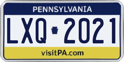PA license plate LXQ2021