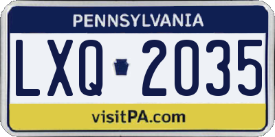PA license plate LXQ2035