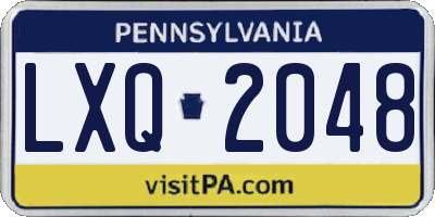 PA license plate LXQ2048