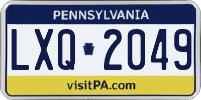 PA license plate LXQ2049