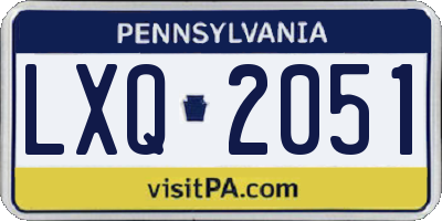 PA license plate LXQ2051