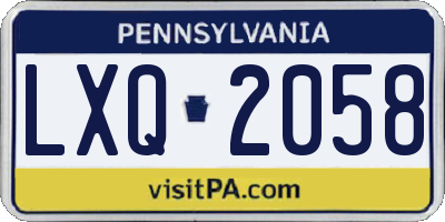 PA license plate LXQ2058
